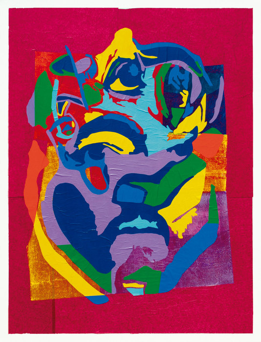 Cortázar, 2021. Collage sobre lienzo, 97 × 130 cm
