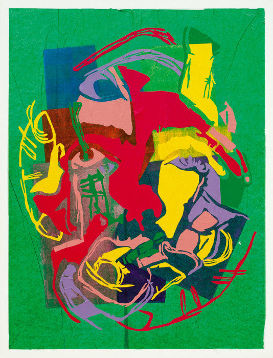 Ronald, 2021. Collage sobre lienzo, 97 × 130 cm