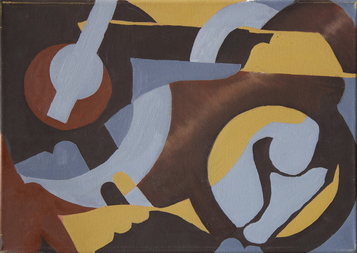 Estudio de pimentero y destapador I, 2005. Óleo sobre lienzo, 35 × 50 cm