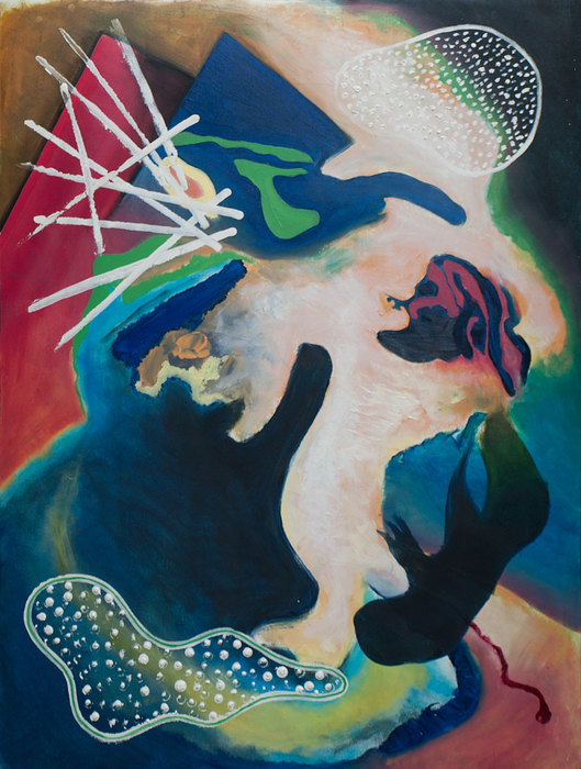 Ejercicio abstracto V, 2014. Técnica mixta sobre papel, 75 × 100 cm