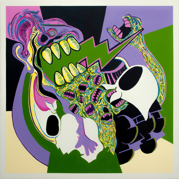 Las madres frente a la bestia, 2017. Óleo sobre lienzo, 100 × 100 cm
